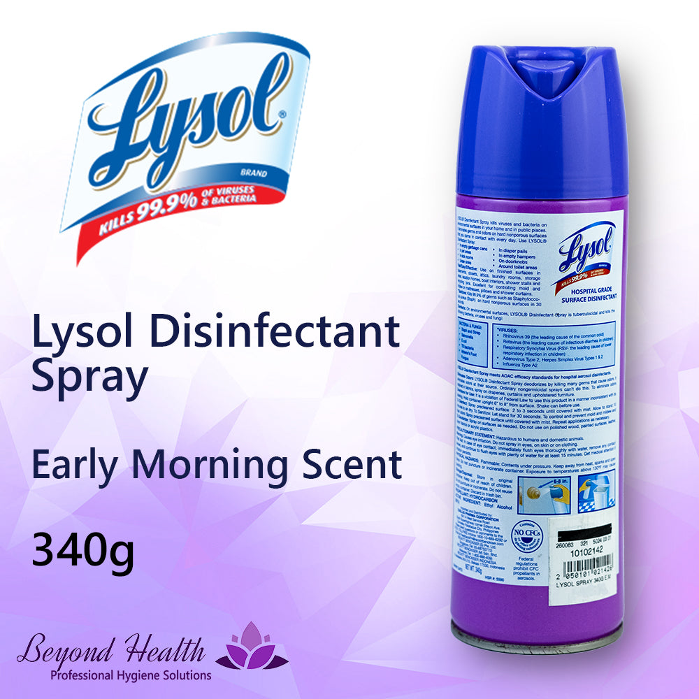 LYSOL Disinfectant Spray Early Morning Scent [Kills Cold & Flu Virus] kills 99.9% of Viruses & Bacteria 340g