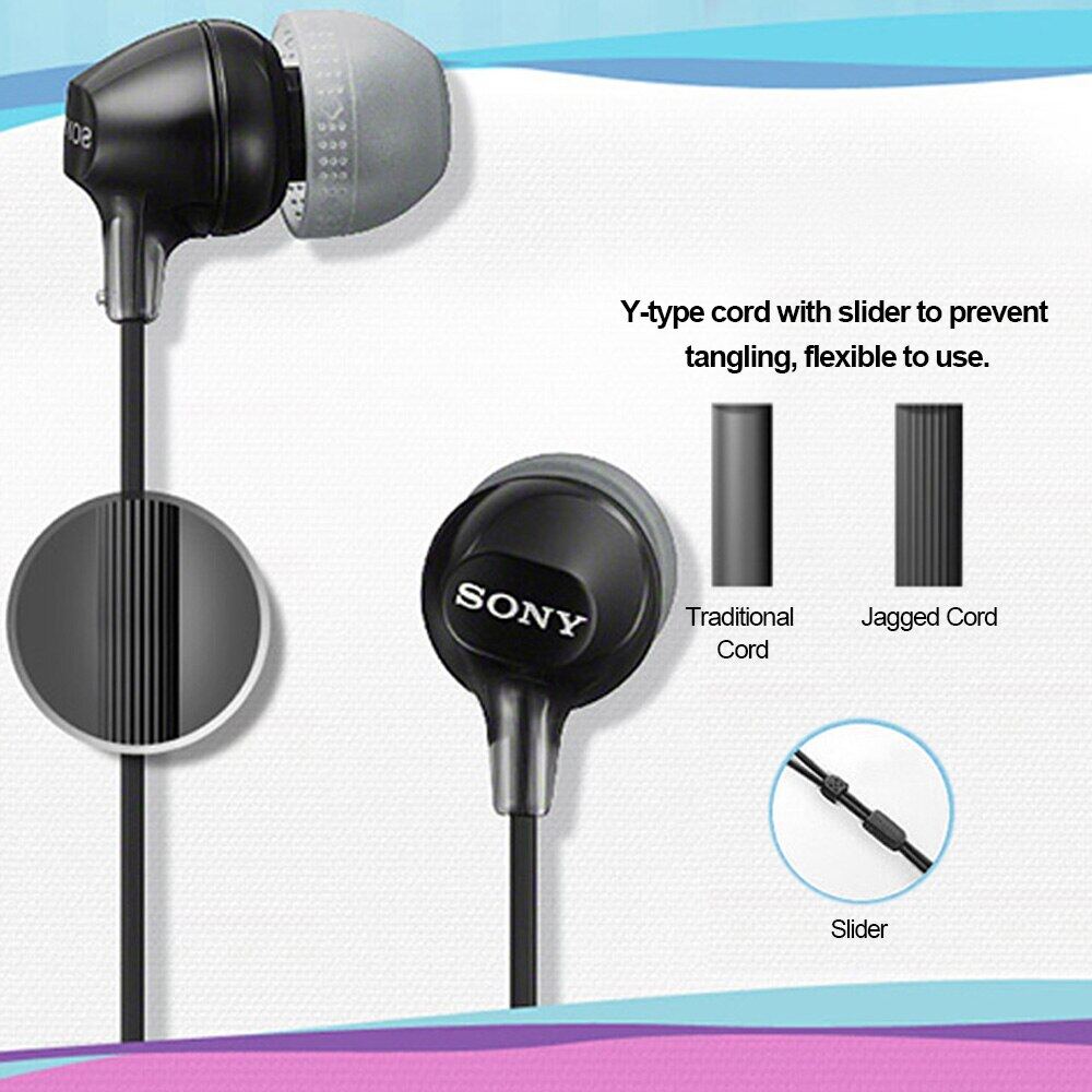 MDR-EX15AP Stereo Earphones 3.5mm Wired Headset Sport Earbuds HIFI Headphone Handsfree with Mic for Smartphones Music Game