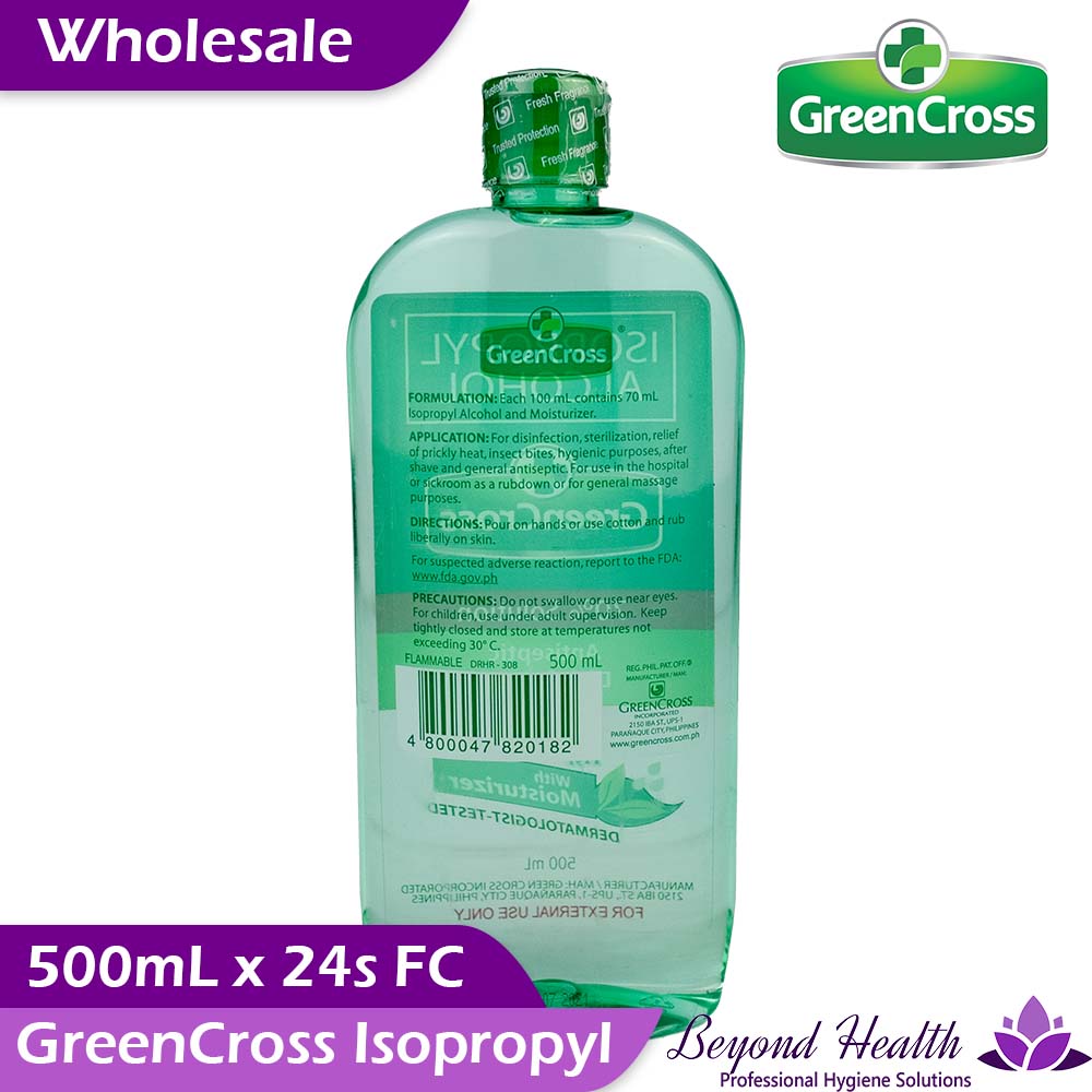 Wholesale GreenCross 70% Isopropyl Alcohol with Moisturizers [500ML x 24s FC]