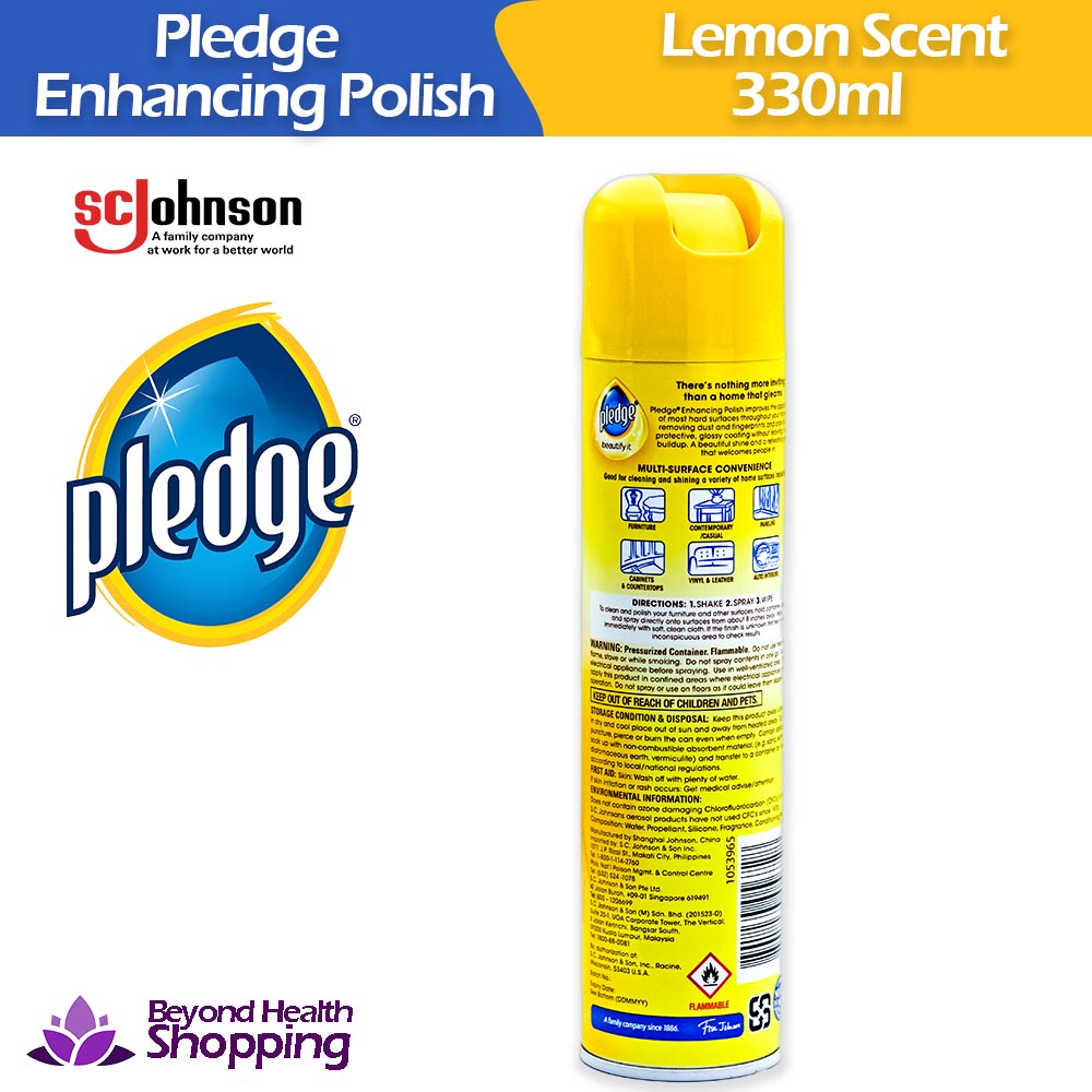 Pledge Enhancing Polish Lemon Scent 330ml Pledge Furniture Polish
