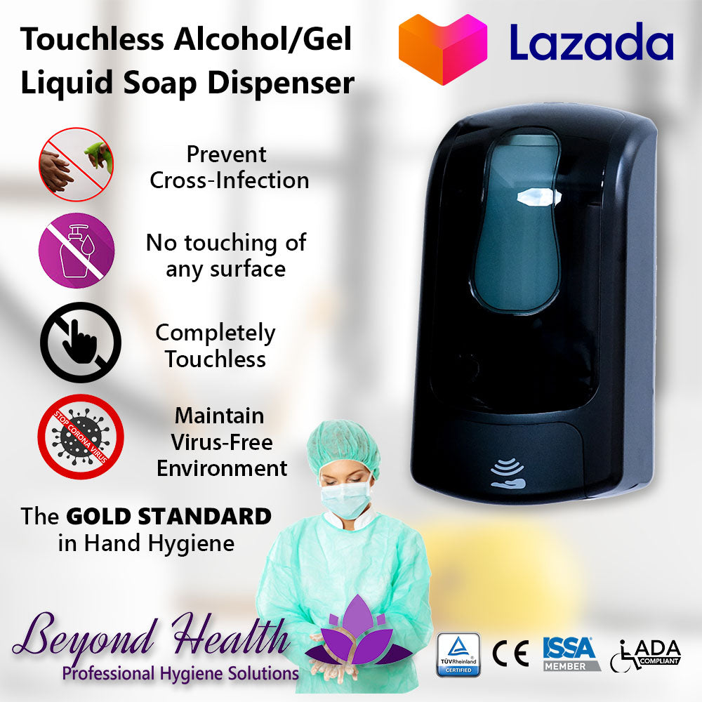 Beyond Health 1000ml Touchless Wall Mounted Alcohol, Sanitizer Gel, Liquid Soap Dispenser