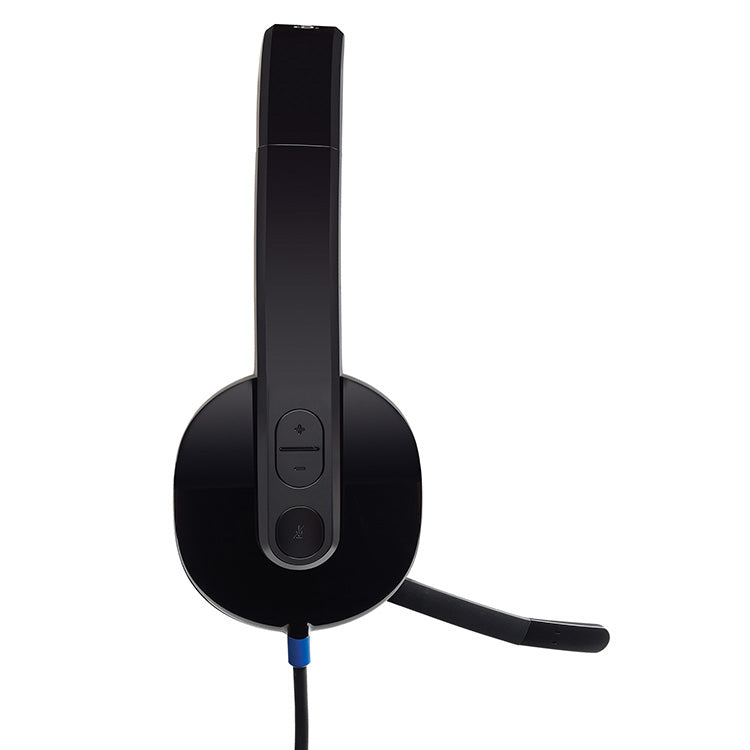 Logitech H540 Wired Headset, Stereo Headphone with Noise-Cancelling Microphone, USB, On-Ear Controls, Mute Indicator Light, PC/Mac/Laptop - Black