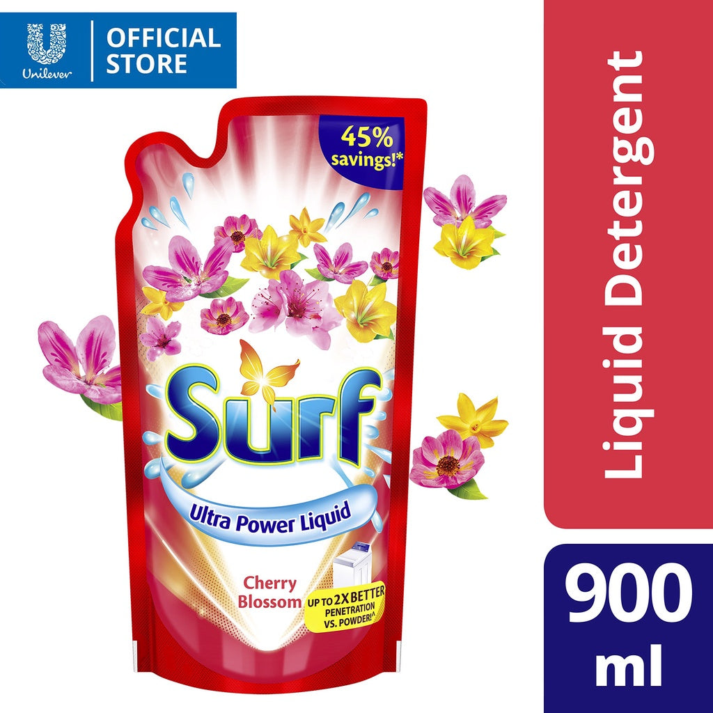 Surf Laundry Liquid Detergent Cherry Blossom 900ml Pouch
