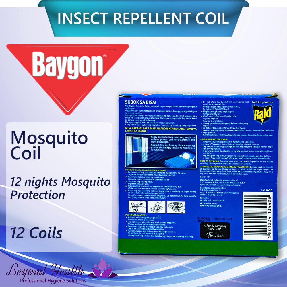 Baygon Mosquito Coil Anti-Dengue   [12 Coils (150g)] Baygon  All Night Protection