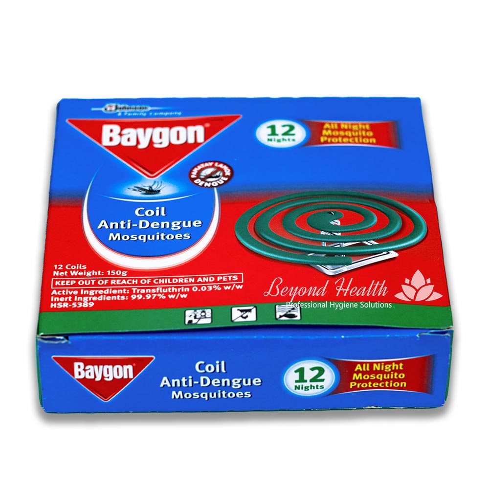 Baygon Insect Repellent Coil Anti-Dengue Mosquitos  [12 Coils (150g)] Baygon  All Night Protection