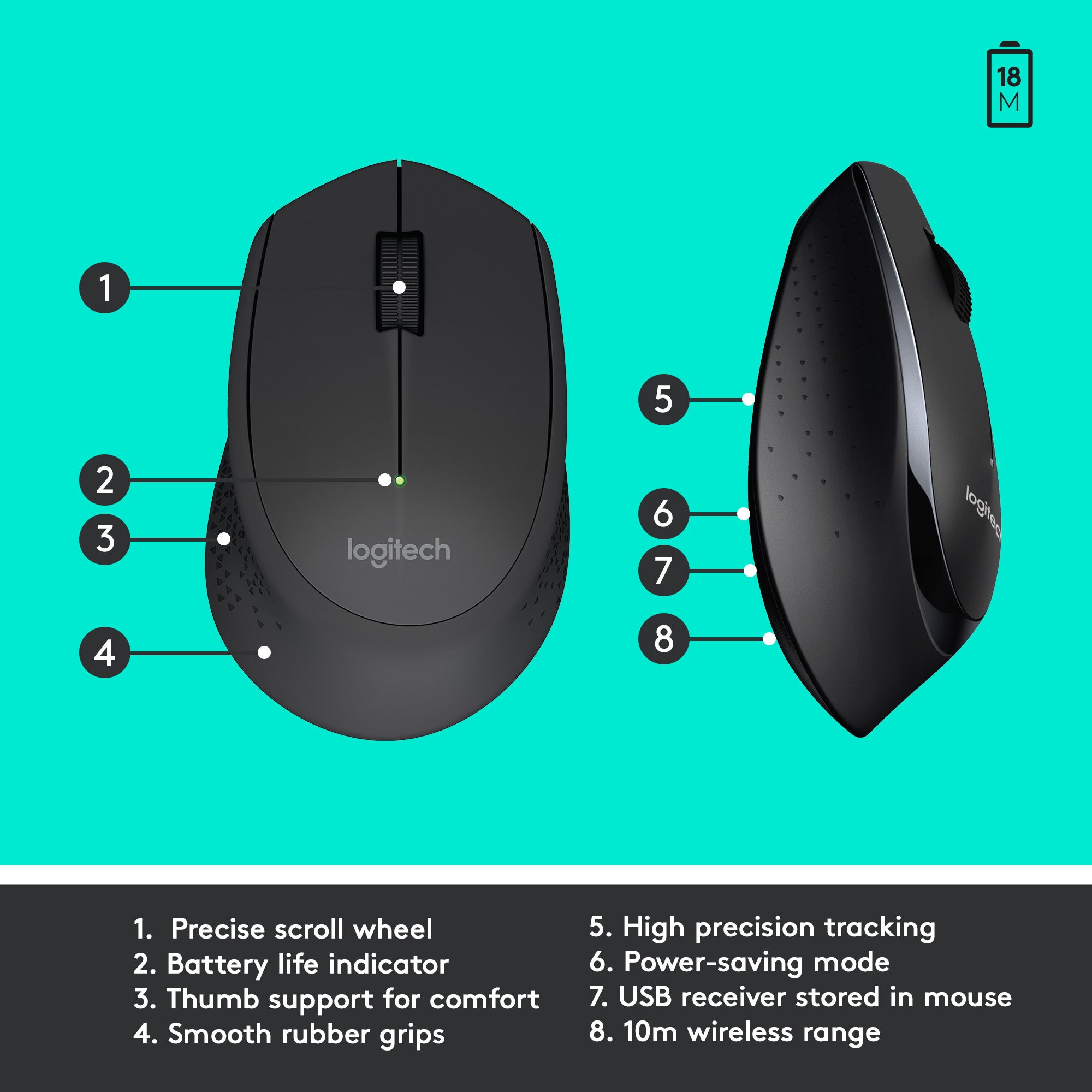 Logitech MK345 Wireless Combo – Full-Sized Keyboard with Palm Rest and Comfortable Right-Handed Mouse Black