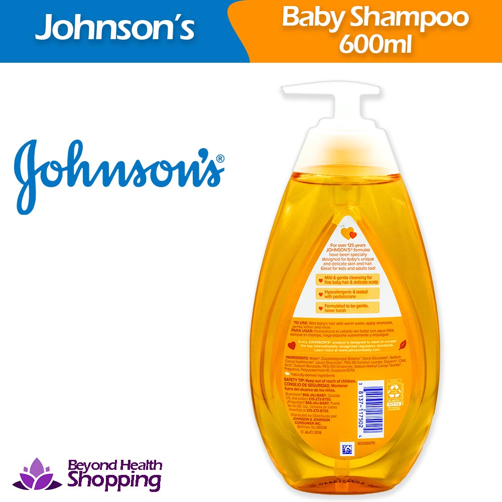 Johnson's Baby Shampoo 600ml As Gentle to the eyes as Pure Water, No Parabens, Phthalates, Sulfates or Dyes