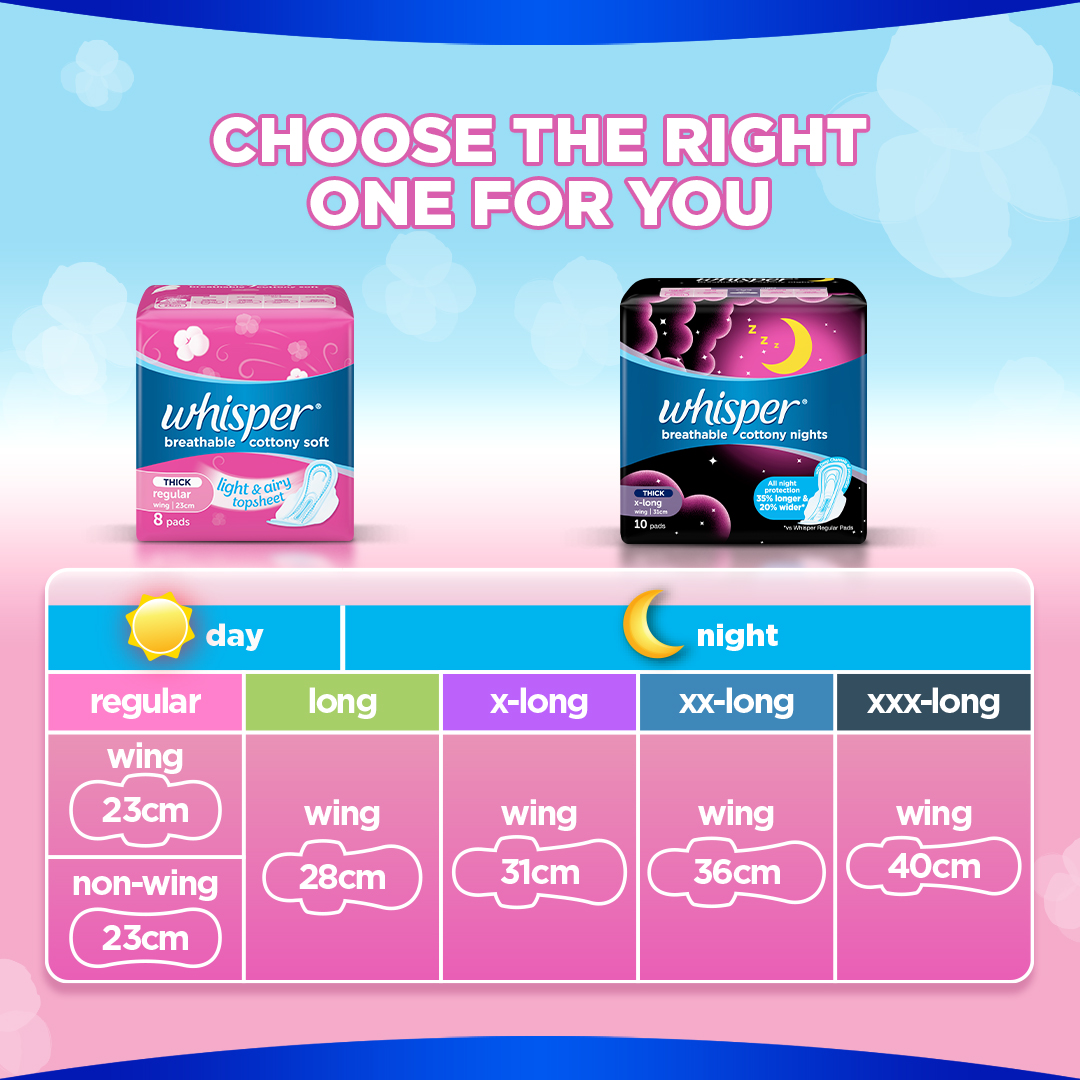 Whisper Cottony Soft Sanitary Napkin with Wings (16 pads) [All Day] [H