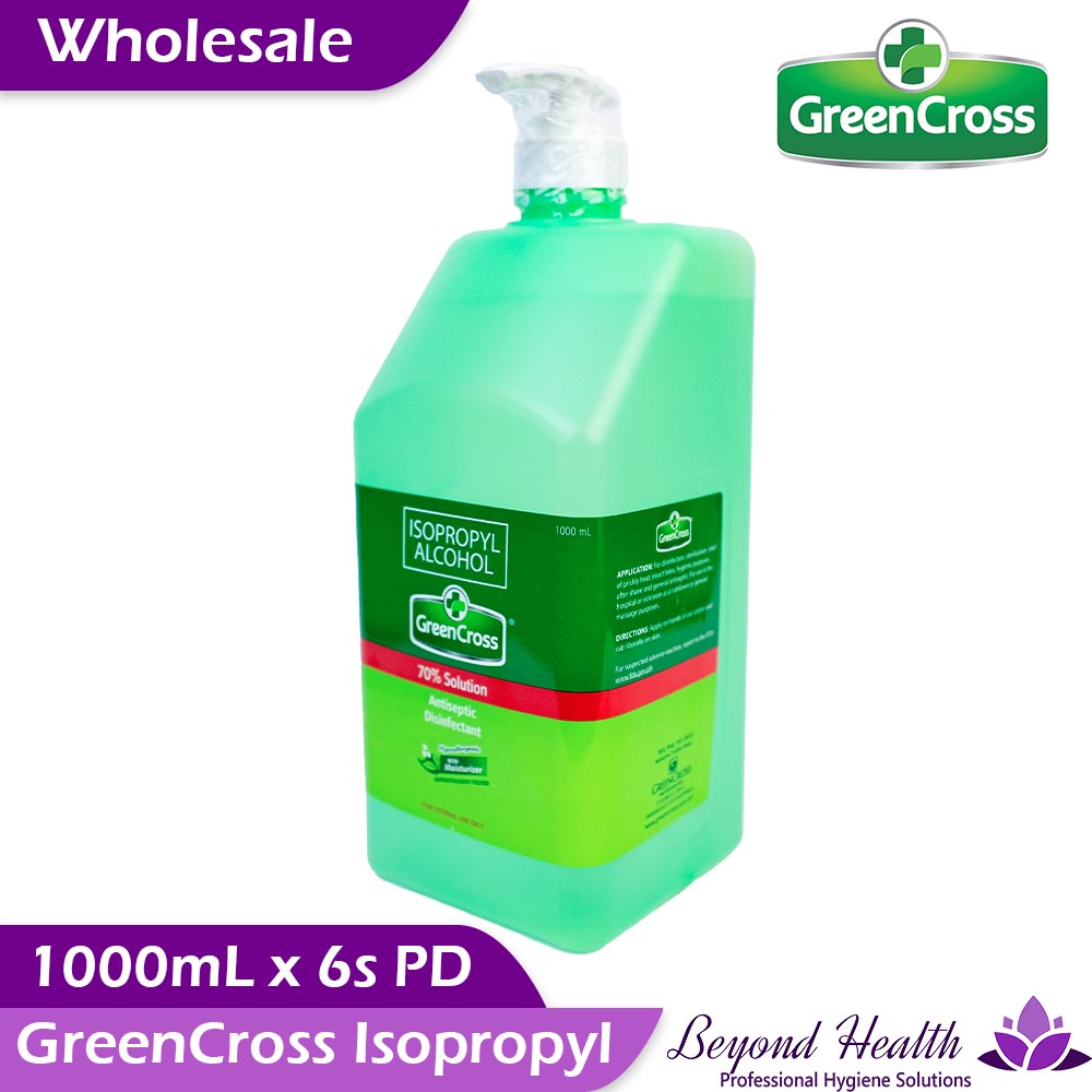 Wholesale GreenCross 70% Isopropyl Alcohol with Moisturizers [1000ml x 6s] Green Cross Alcohol