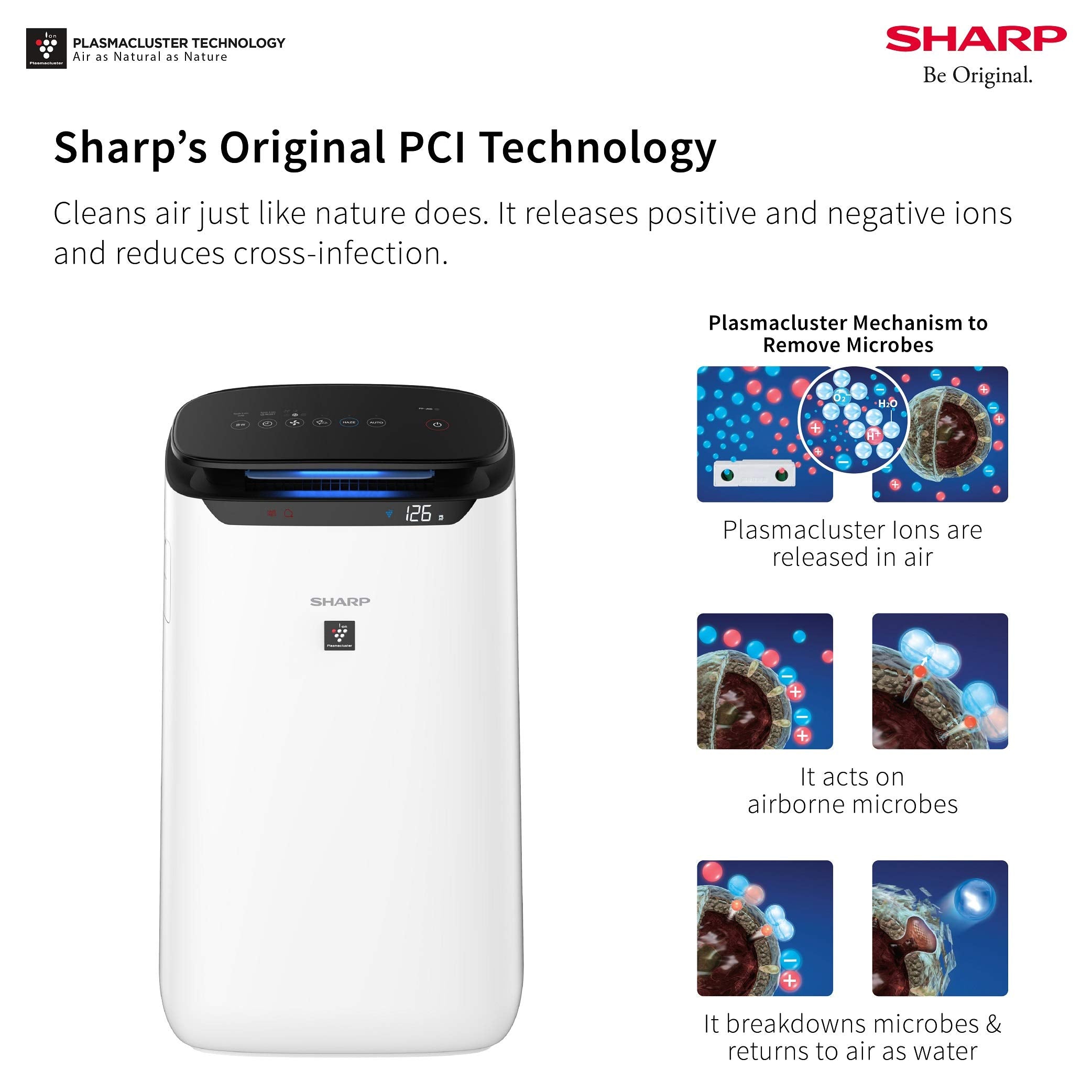 Sharp FP-J60E-W Air Plasmacluster Air Purifier