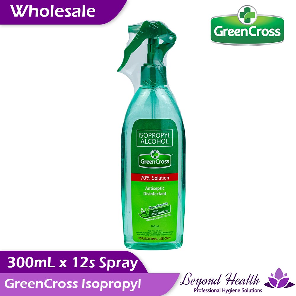 Wholesale GreenCross 70% Isopropyl Alcohol with Moisturizers [300ML x 12s  SPRAY] Green Cross BIG Greencross BIG Size Green Cross Alcohol BIG Save