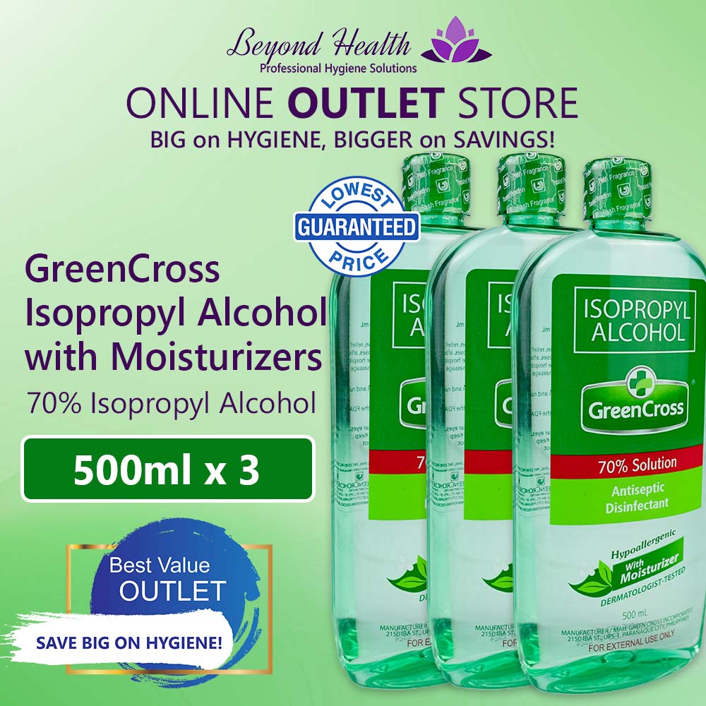 GreenCross 70% Isopropyl Alcohol with Moisturizers 500ml (3Pcs)