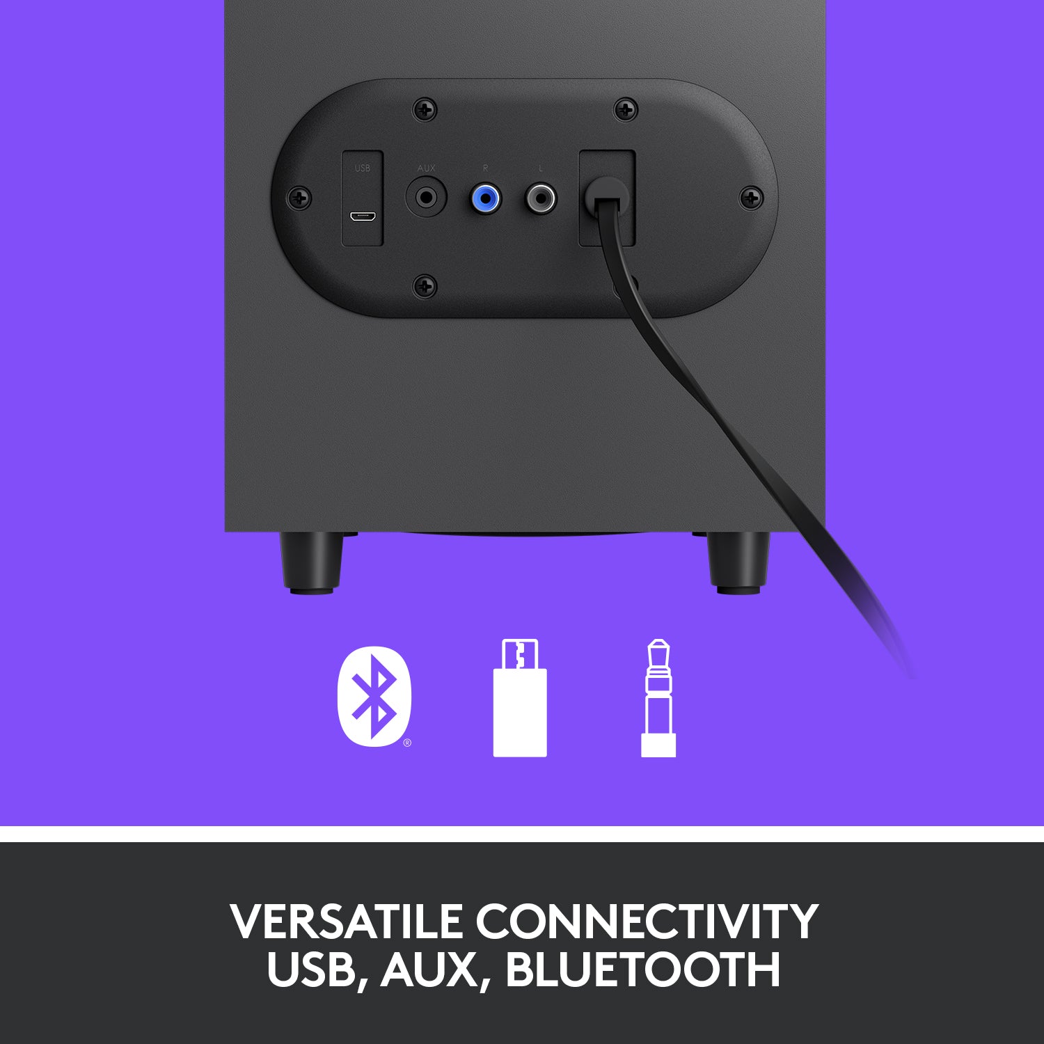 Logitech Z407 Bluetooth Computer Speakers with Subwoofer and Wireless control. Connect via Bluetooth, micro USD and the 3.5 mm input.