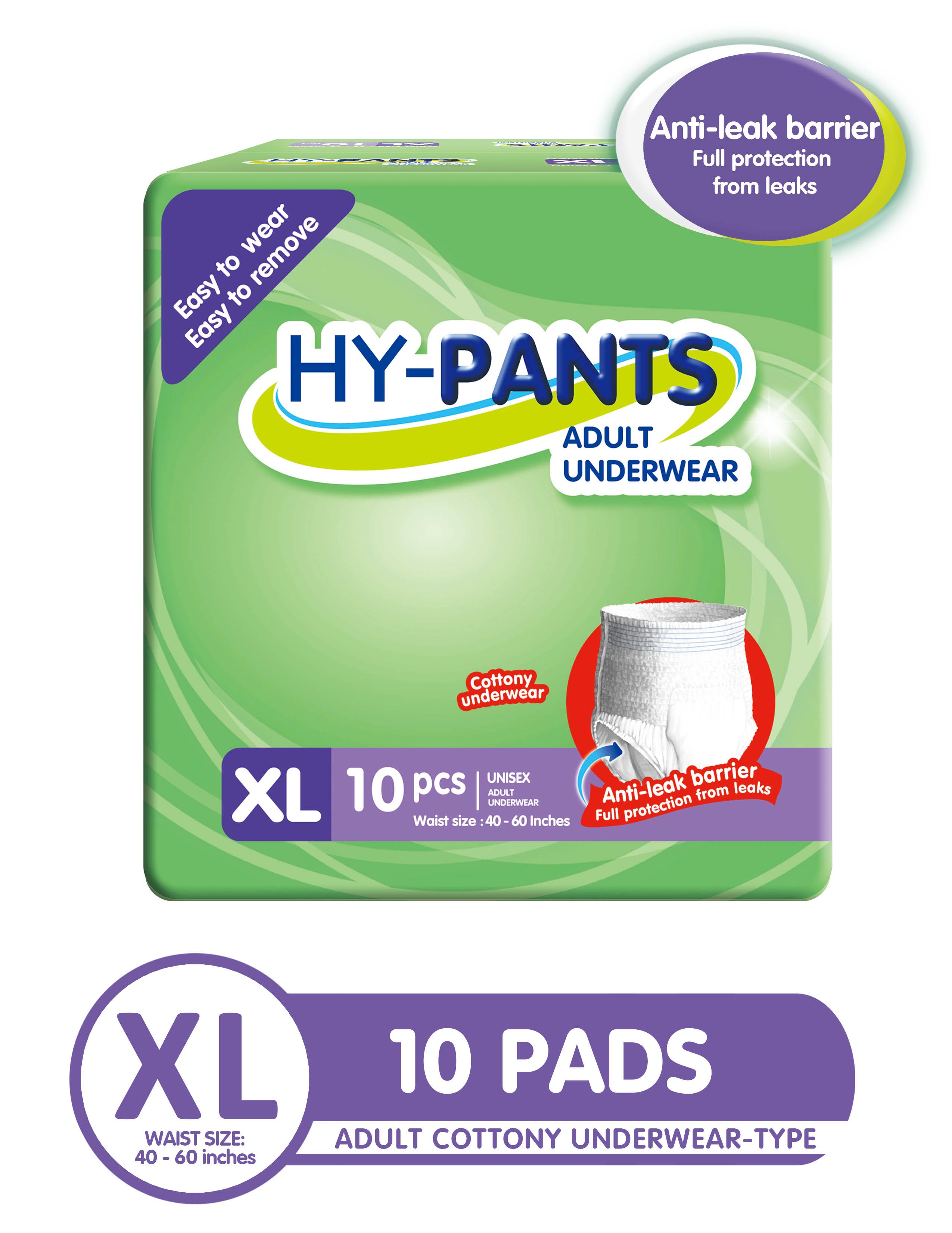 Hy-pants Adult Underwear Extra Large - 1 Pack of 10 Pads