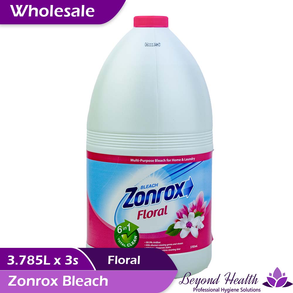 Wholesale Zonrox Bleach Floral Scent 6-in-1 Total Clean [3.785L x  3Gallon]  99.9% Antibac Whitens Remove Stains Deodorizers Shortens Cleaning Time Big Save