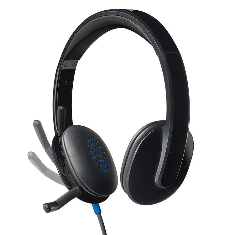 Logitech H540 Wired Headset, Stereo Headphone with Noise-Cancelling Microphone, USB, On-Ear Controls, Mute Indicator Light, PC/Mac/Laptop - Black