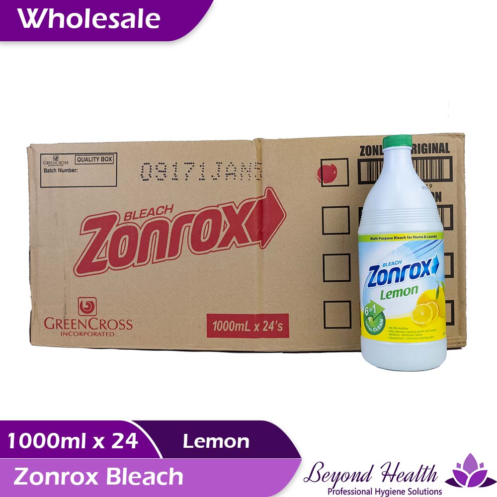 Wholesale Zonrox Bleach Lemon Scent 6-in-1 Total Clean [1000ml (1L) x 24]  99.9% Antibac Whitens Remove Stains Deodorizers Shortens Cleaning Time Big Save