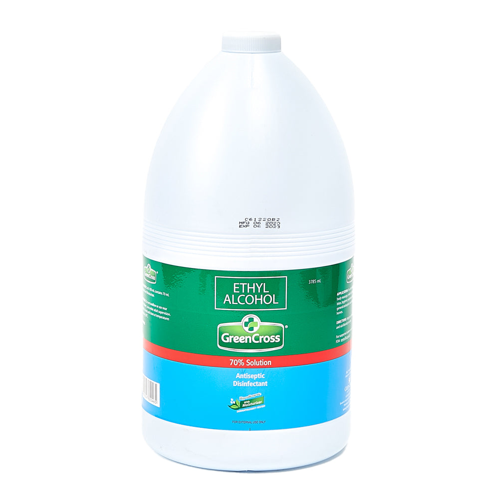 GreenCross 70% Ethyl Alcohol with Moisturizers 1 Gallon (3.785 L) x 3 Gallons