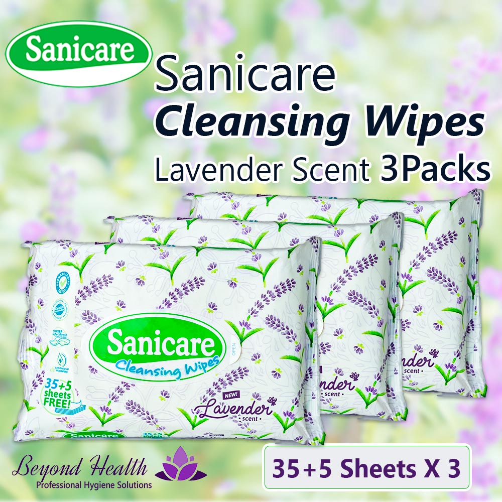 Sanicare Cleansing Wipes Lavender Scent 35+5 Sheets 3Packs