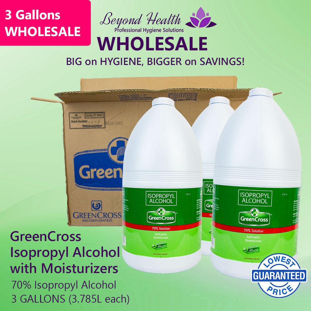 [3 GALLONS WHOLESALE} GreenCross 70% Isopropyl Alcohol with Moisturizers 1 Gallon (3.785 L) Green Cross Alcohol