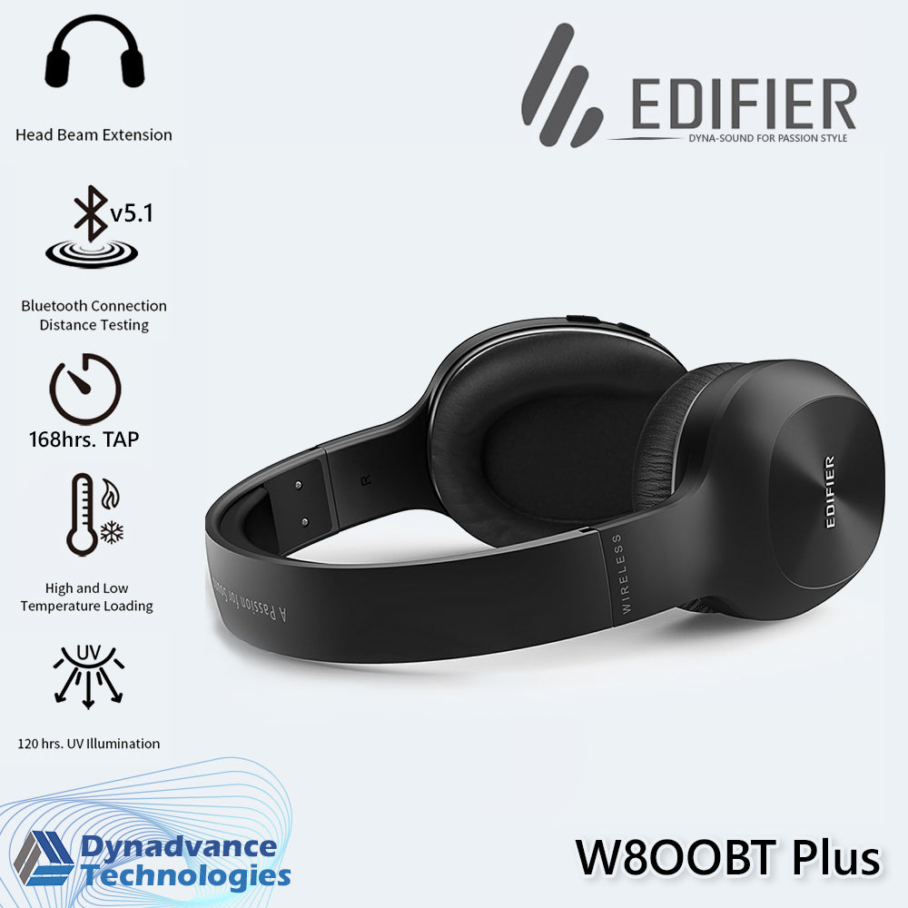 EDIFIER W800BT Plus Bluetooth Stereo Headphones [BLACK] Enjoy Excellent Sound Quality,Clear and Stable Voice Calls