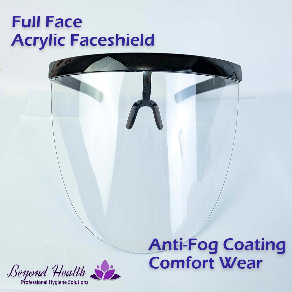 Full Face Acrylic Faceshield [BLACK] With Anti-fog coating