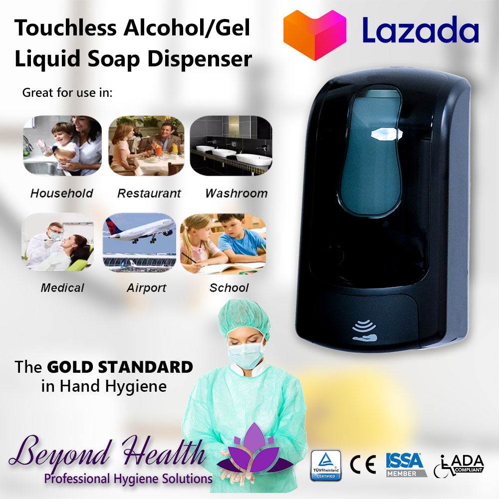 Beyond Health 1000ml Touchless Wall Mounted Alcohol, Sanitizer Gel, Liquid Soap Dispenser