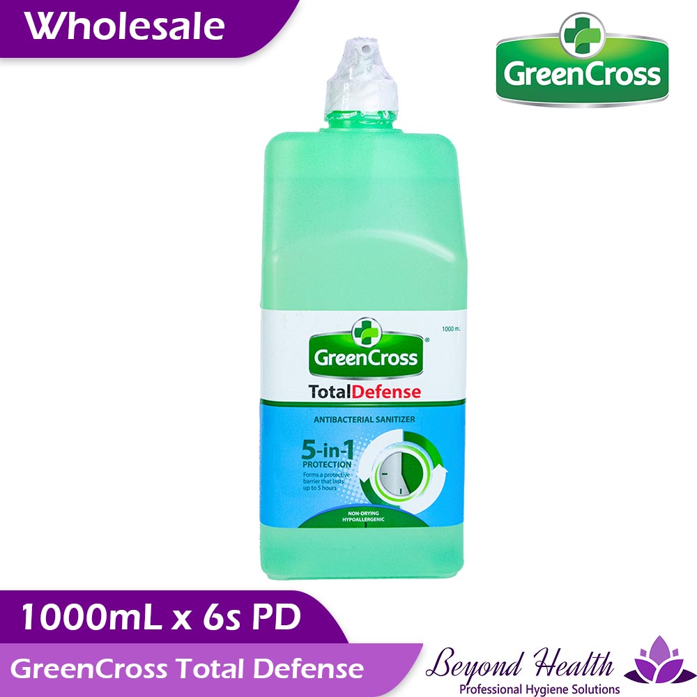 Wholesale GreenCross TOTAL DEFENSE AntiBacterial Sanitizer [1000ml x 6s] 70% Ethyl Alcohol with 5-in-1 Antibacterial Formulation  Green Cross Alcohol