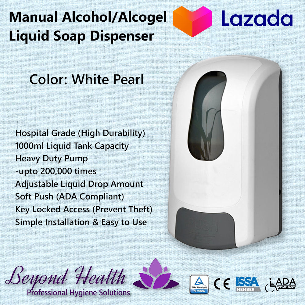 Beyond Health 1000ml Manual Wall Mounted Alcohol, Sanitizer Gel, Liquid Soap Dispenser