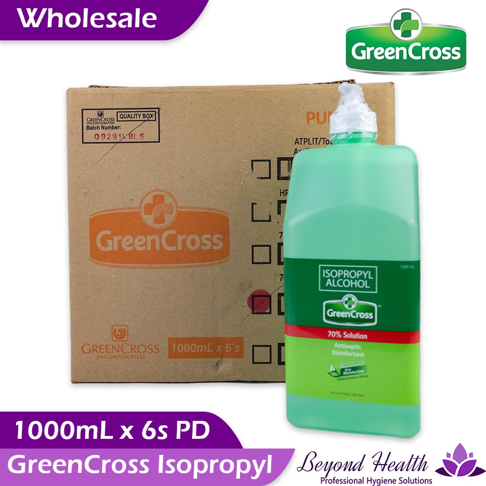 Wholesale GreenCross 70% Isopropyl Alcohol with Moisturizers [1000ml x 6s PD] Green Cross Alcohol