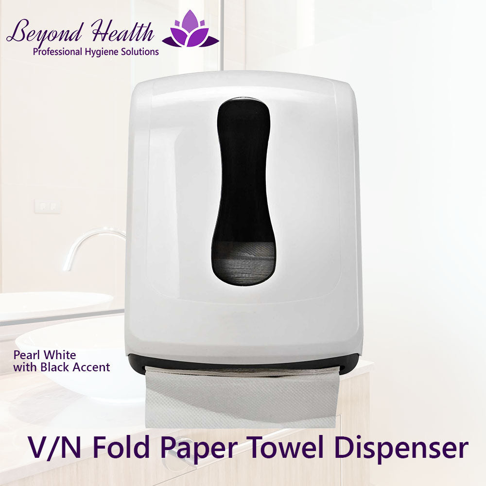 V/N Fold Paper Towel Dispenser Wall Mounted White Gray Accent