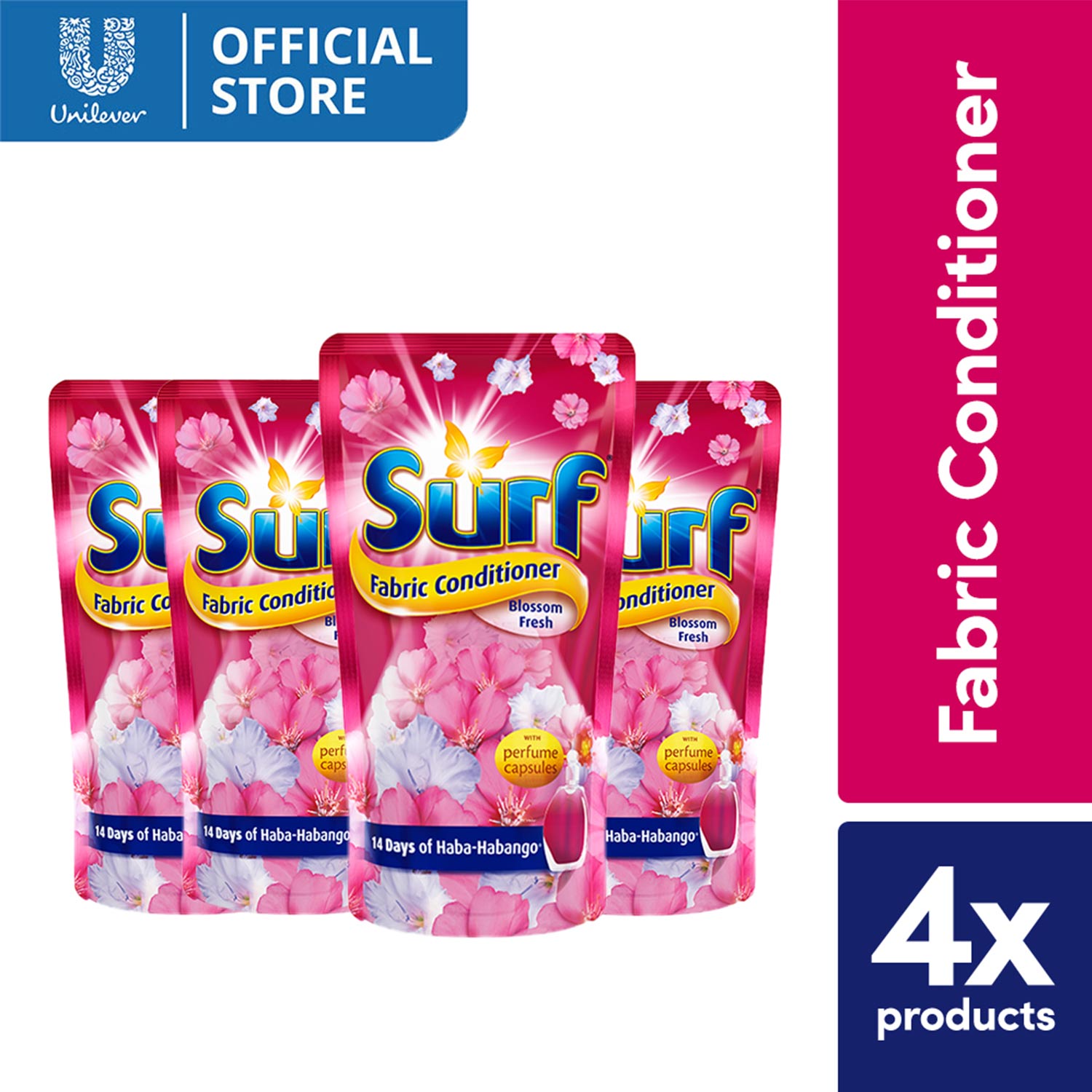 Surf Laundry Fabric Conditioner Blossom Fresh 670ml Pouch 4x