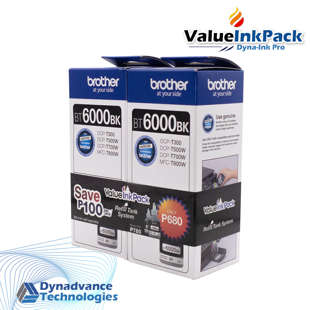 Brother Value Ink Pack [BT6000BK] BLACK-Refill Tank System Twin-PRO