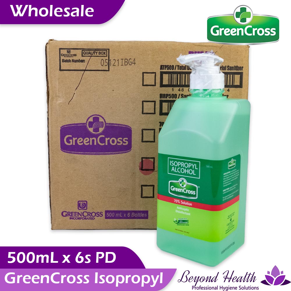 Wholesale GreenCross 70% Isopropyl Alcohol with Moisturizers [500ml x 6s] Green Cross Alcohol Bigger Saving