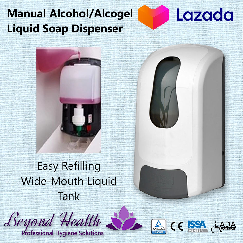 Beyond Health 1000ml Manual Wall Mounted Alcohol, Sanitizer Gel, Liquid Soap Dispenser