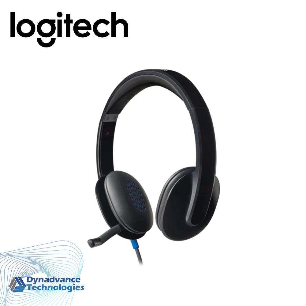 Logitech H540 Wired Headset, Stereo Headphone with Noise-Cancelling Microphone, USB, On-Ear Controls, Mute Indicator Light, PC/Mac/Laptop - Black