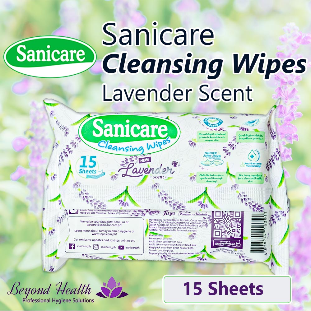 Sanicare Cleansing Wipes Lavender Scent 15 Sheets