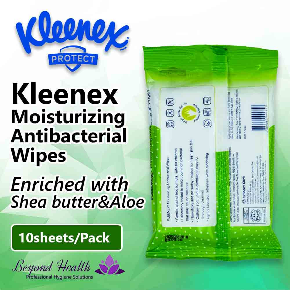 Kleenex Moisturizing Antibacterial Wipes with Shea Butter & Aloe 10sheet/Pack
