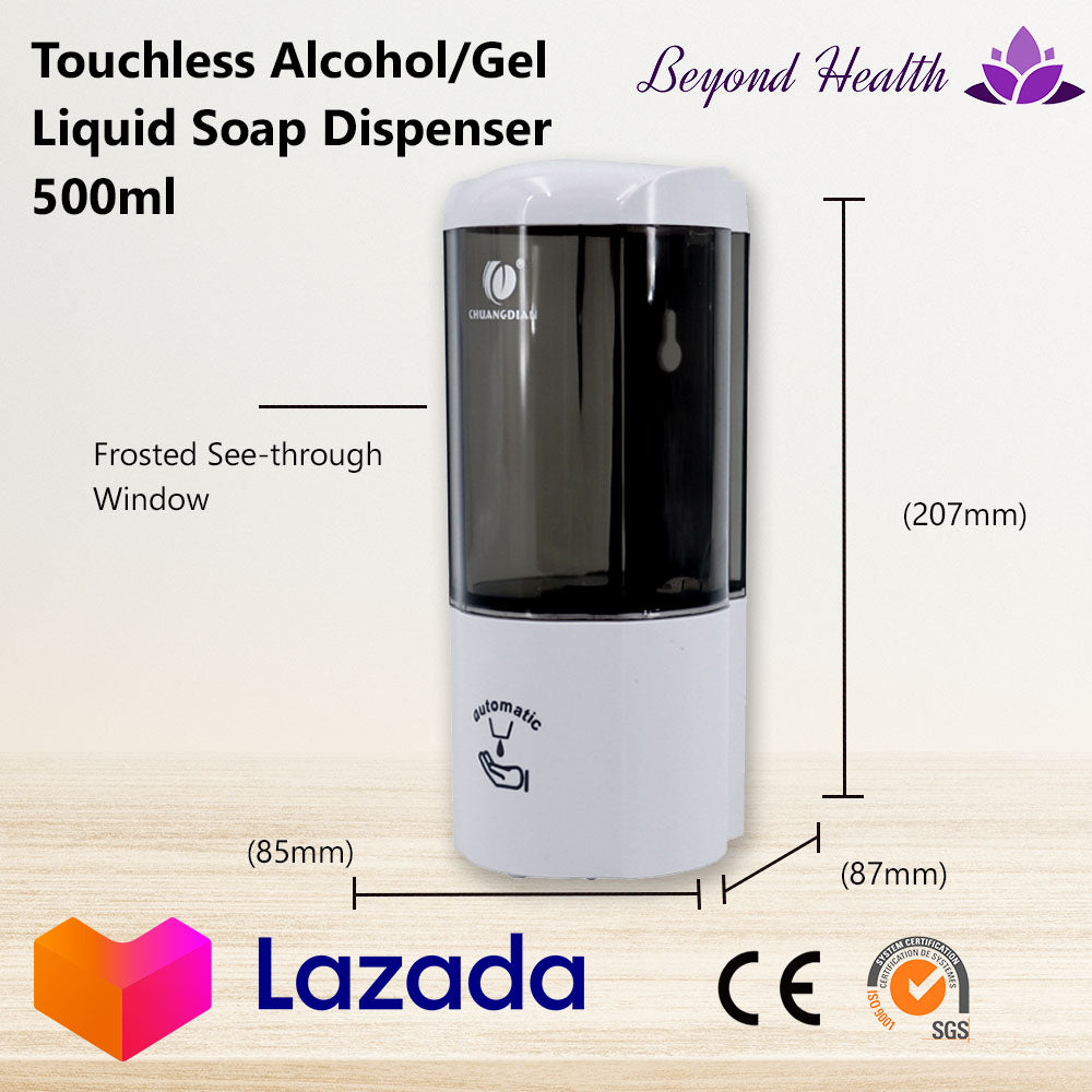 Beyond Health 500ml Touchless Wall Mounted Alcohol, Sanitizer Gel, Liquid Soap Dispenser