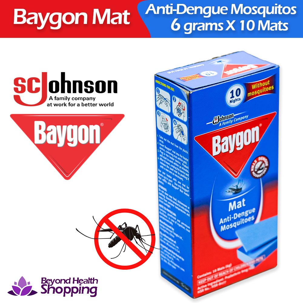 Baygon Mat Anti Dengue Mosquitoes 6 grams X 10 Mats Refill