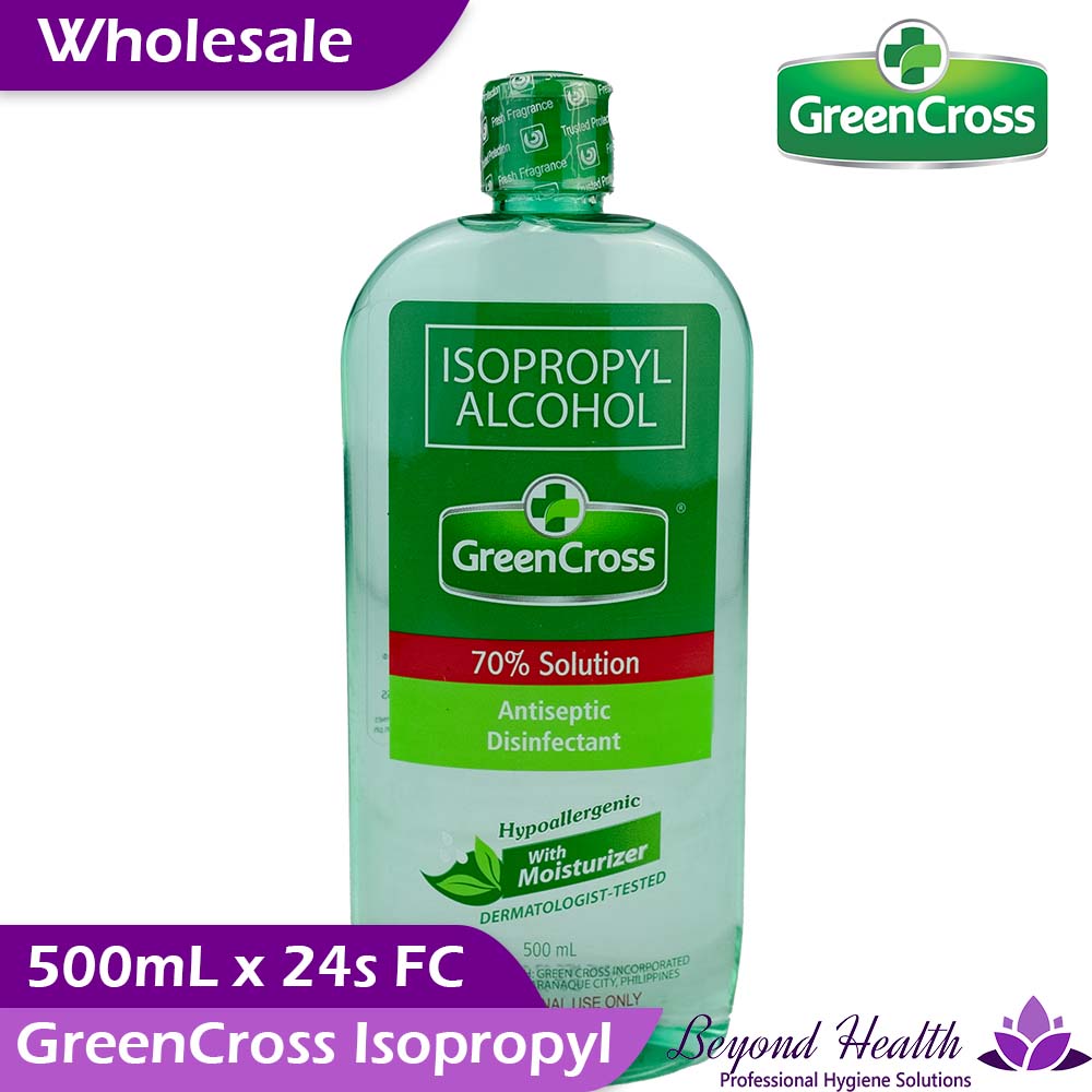 Wholesale GreenCross 70% Isopropyl Alcohol with Moisturizers [500ML x 24s FC] Green Cross BIG Greencross BIG Size Green Cross Alcohol BIG SAVE