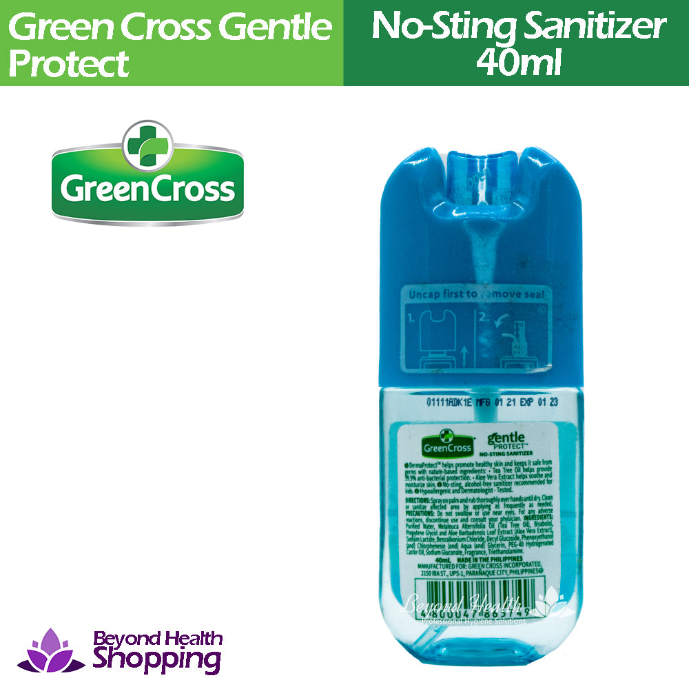 GreenCross No-Sting Sanitizer Spray 40ml Gentle Protect From Tea Tree Oil & Aloe Vera Extract