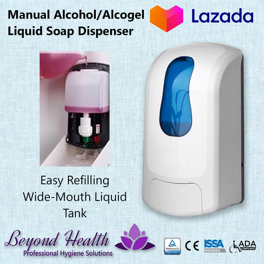 Beyond Health 1000ml Manual Wall Mounted Alcohol, Sanitizer Gel, Liquid Soap Dispenser