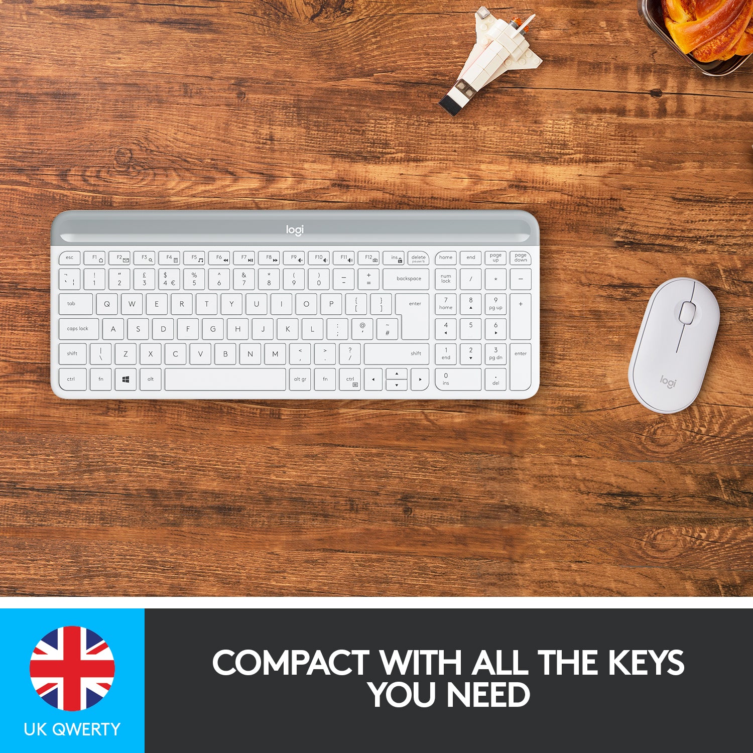 Logitech MK470 Slim Wireless Keyboard & Mouse Combo Nano Receiver, Low Profile, Whisper-Quiet, Long Battery Life