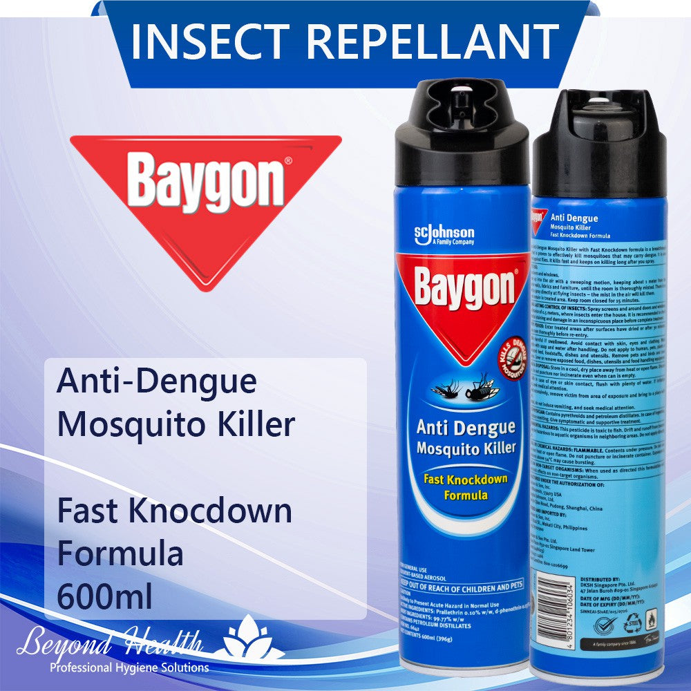 Baygon Anti-Dengue Mosquito Killer 600ml (330g) Mosquito Spray Baygon Mosquito Repellant Bagyon Inse