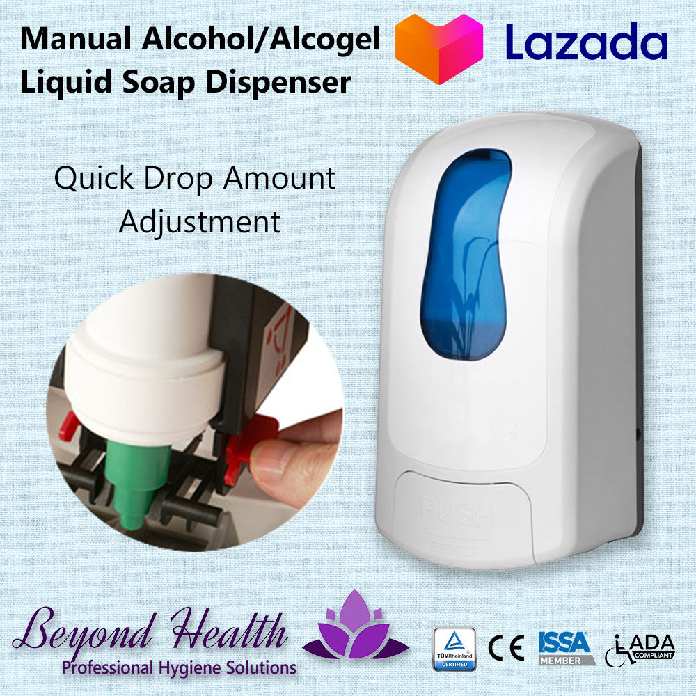 Beyond Health 1000ml Manual Wall Mounted Alcohol, Sanitizer Gel, Liquid Soap Dispenser