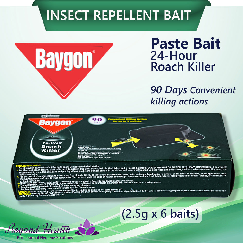 Baygon 24-hour Roach Killer Paste Bait  (205gx 6 Baits) 90 Days Convenient Killing Action