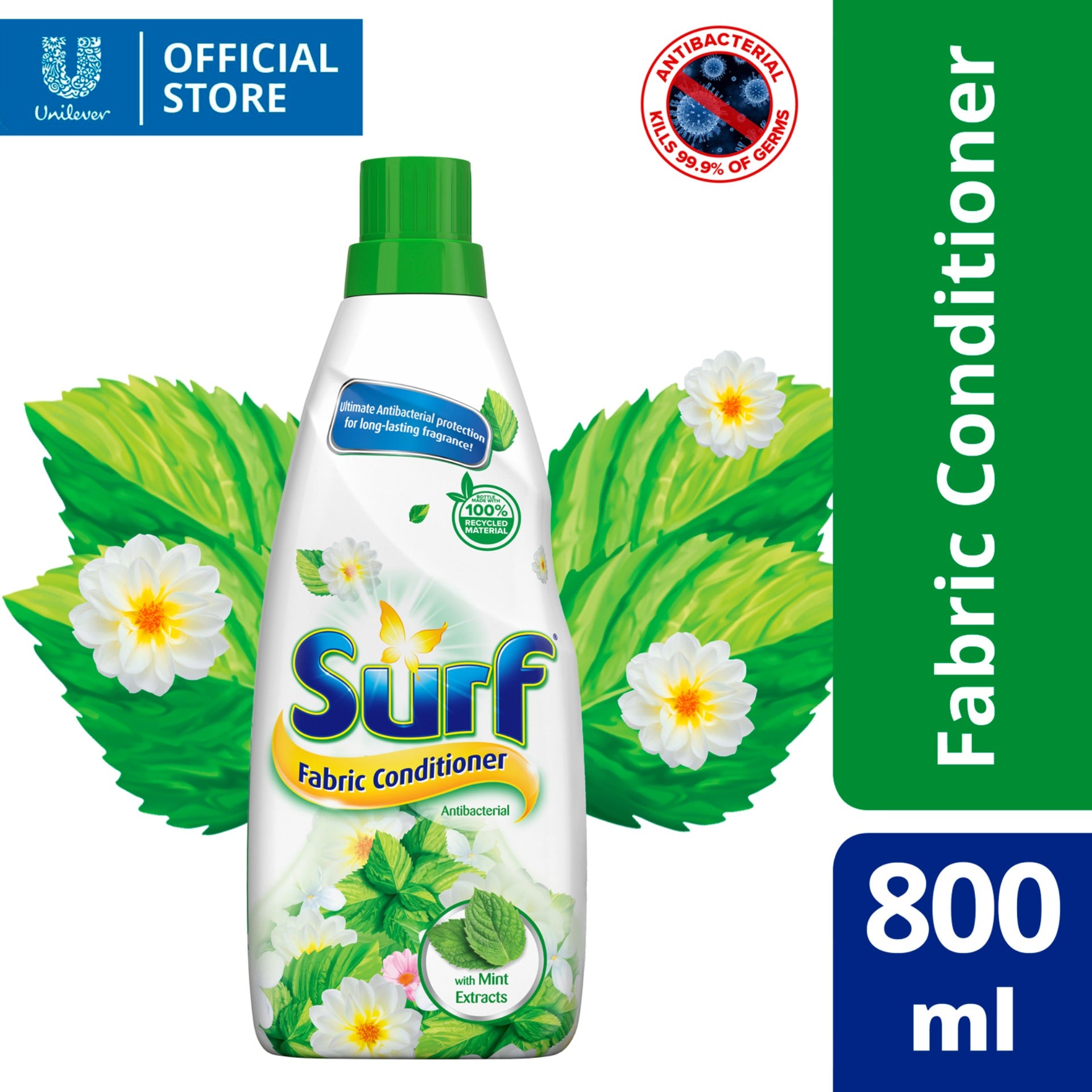 Surf Antibacterial Laundry Fabric Conditioner 800ml Bottle