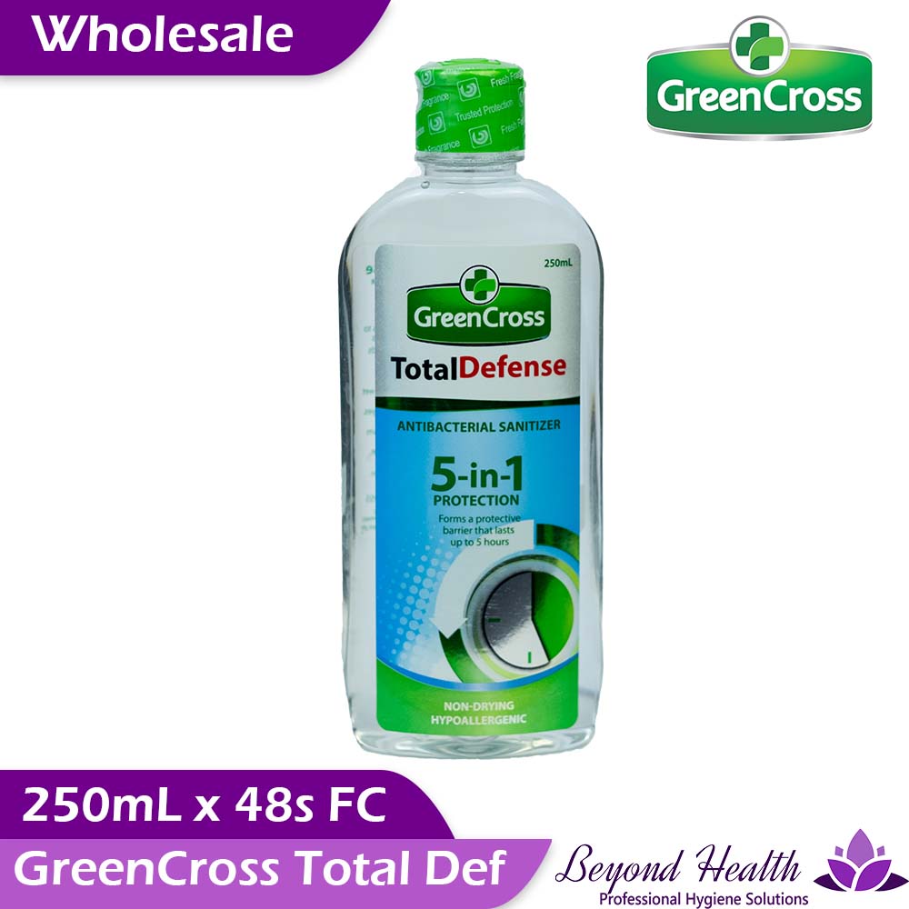 Wholesale GreenCross Total Defense Antibacterial [250ML x 48s FC] Sanitizer 70% Ethyl Alcohol with Moisturizers  Green Cross Alcohol