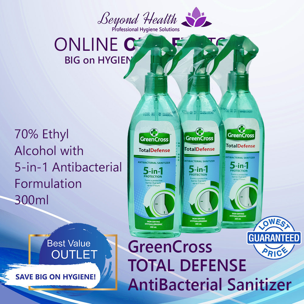 GreenCross Total Defense Antibacterial Sanitizer Spray Bottle 300ml X 3Packs